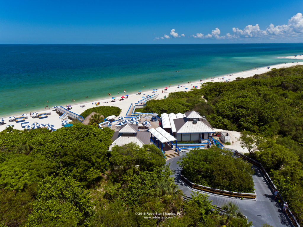 Aerial photo of Clam Pass Beach Park in Naples, FL